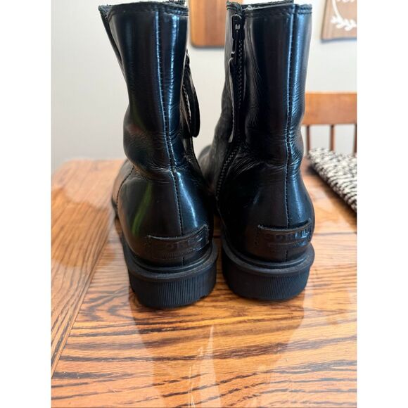 Sorel Phoenix Black Leather Round Toe Waterproof Side Zip Ankle Boots Size 10 - Picture 4 of 6